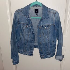 Gap Cropped Distressed Denim Jacket